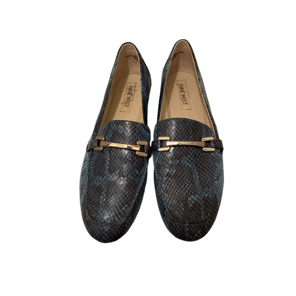 Women's Nine West Last Call Faux Blue Snakeskin Loafers Sz: 9 - Picture 1 of 10
